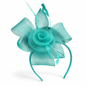 Elegant teal fascinator headband for weddings and formal parties