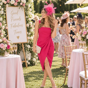 Pink mesh flower fascinator for race days and Melbourne Cup events