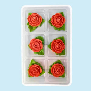 Edible floral toppers for romantic desserts