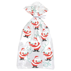 Pack of 20 Santa cello bags supplied with silver twist ties
