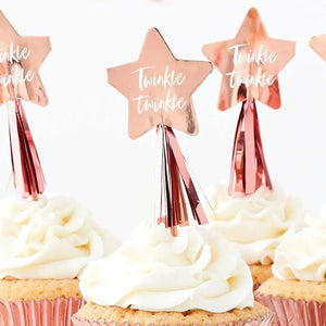 Rose Gold Twinkle Twinkle Star Cupcake Toppers 8pk