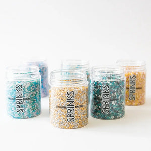 pink blue glitter cake sprinkles mix