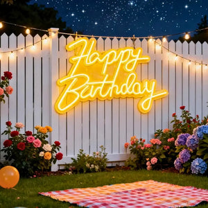 Happy Birthday LED neon sign white party decoration