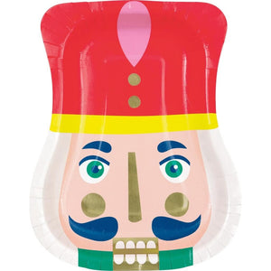 Vibrant Christmas Nutcracker Foil Paper Plates 8pk – Holiday Dessert Plates