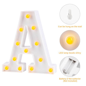 LED Light Up Alphabet Letter & Number Sign - Warm White, Battery Operated