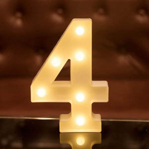 LED Light Up Alphabet Letter & Number Sign - Warm White, Battery Operated number 4