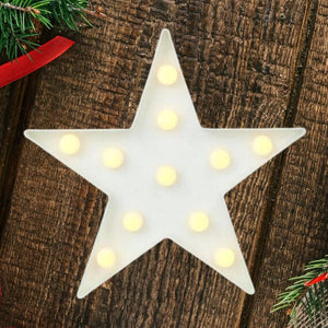LED Light Up Star Shaped Sign - Warm White, Battery Operated