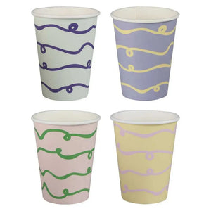 Wavy Pastel Paper Cups 8pk