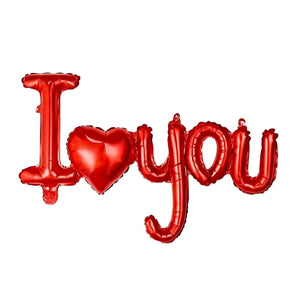 red Cursive I Love You air filled foil balloon valentines day decor