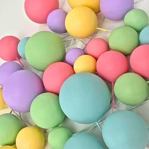 Pastel rainbow foam ball cake toppers 32-piece set