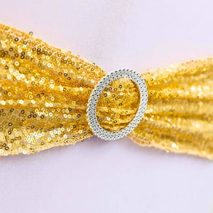 gold sequin chair sash for elegant event décor
