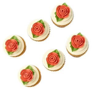 Red flower sugar decorations for wedding cakes