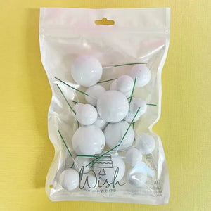 White deco foam ball cake topper set
