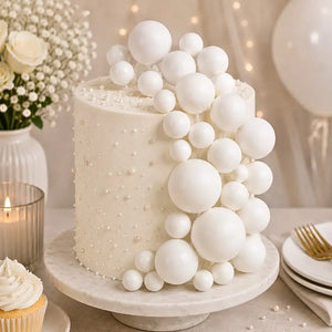 White Deco Foam Ball Toppers 20pk