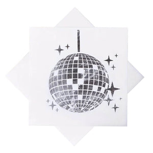 White Disco Ball Cocktail Napkins 16pk