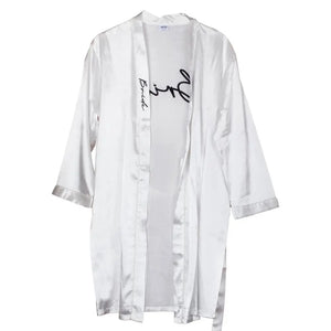 White Embroidered Bride Hen Party Dressing Gown