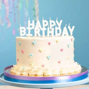 White Happy Birthday Candles with Picks
