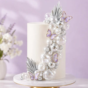 White and Silver Butterfly Cake Decorations Kit 27 pack
