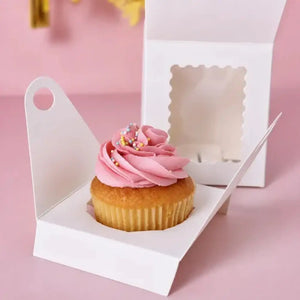 Cake Craft white single hole cupcake box with clear window - insert