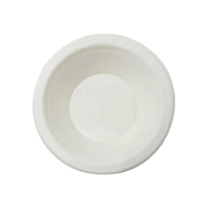 Pack of 50 white sugarcane bagasse bowls with 12oz capacity