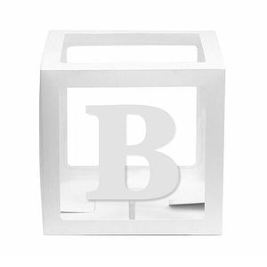 White Balloon Cube Box with Letter B