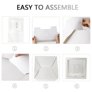 White Balloon Cube Box with Letter