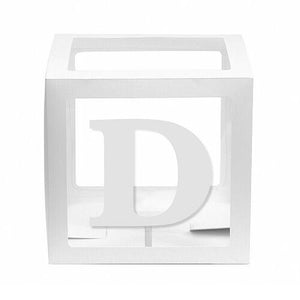 White Balloon Cube Box with Letter D