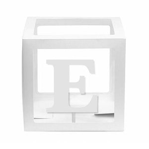White Balloon Cube Box with Letter E