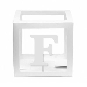 White Balloon Cube Box with Letter F