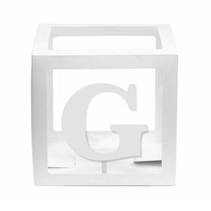 White Balloon Cube Box with Letter G