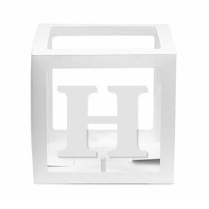 White Balloon Cube Box with Letter H
