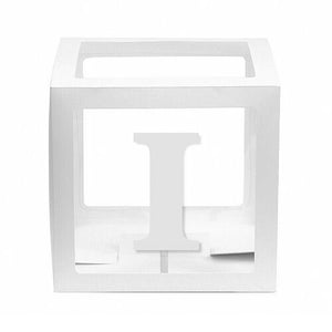 White Balloon Cube Box with Letter I