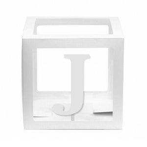 White Balloon Cube Box with Letter J