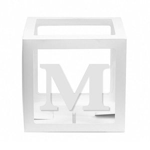 White Balloon Cube Box with Letter M