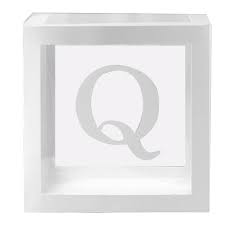 White Balloon Cube Box with Letter Q
