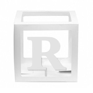White Balloon Cube Box with Letter R