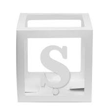White Balloon Cube Box with Letter S