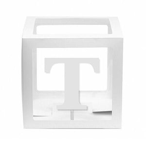 White Balloon Cube Box with Letter T