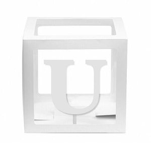 White Balloon Cube Box with Letter U