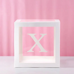 White Balloon Cube Box with Letter X