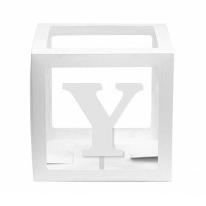 White Balloon Cube Box with Letter Y