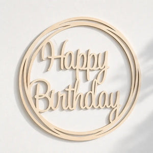 Wooden 'Happy Birthday' Geometric Hoop Wall Sign 40cm