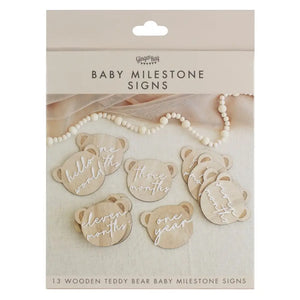 Wooden Teddy Bear Baby Milestone Signs 13pk