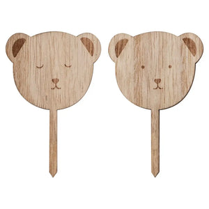 Wooden Teddy Bear Baby Shower Cupcake Toppers 6pk