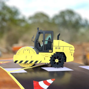 Handmade Premium Bulldozer Truck 3D Pop Up Card