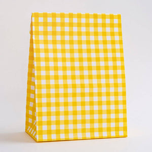 yellow Gingham Paper Treat gift favour lolly loot Bags 5pk birthday wedding baby shower party decorations