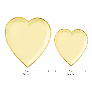 Yellow heart shaped disposable party plates