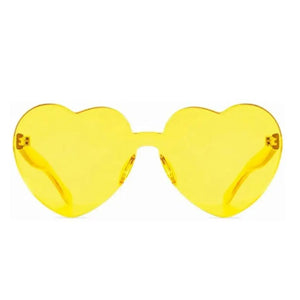 Yellow Love Heart Party Sunglasses