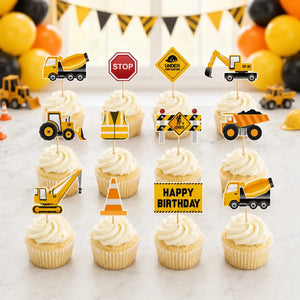 Yellow Construction Paper Cupcake Toppers 12pk