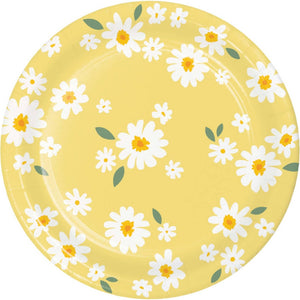 Large Sweet Daisy Round Paper Plates 23cm 8pk